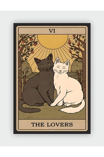 fırsatlar diyarı The Lovers - Aşıklar Tarot Kartı Vintage Duvar Posteri - Kalın Kağıt - Çerçevesiz