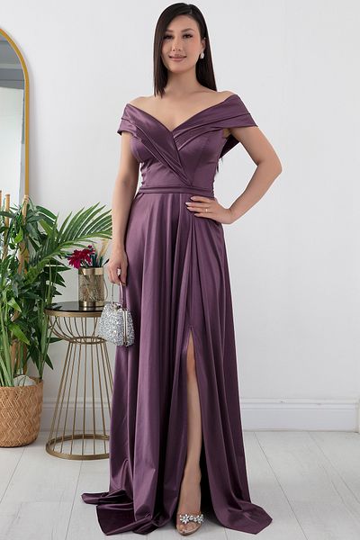 PULLIMM Rochie de seară din satin cu umăr dezactivat - 39654