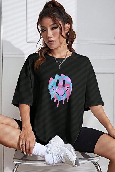 trendypassion تيشيرت بتصميم مطبوع عليه ابتسامة للجنسين