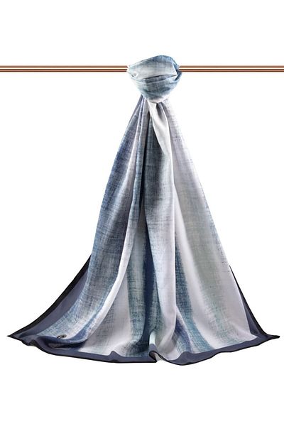Vissona Γυναικείο σάλι πολυτελείας Medina Silk Indigo-2
