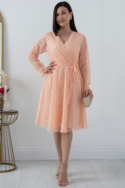 PULLIMM Lace Detailed Double Breasted Collar Midiboy Evening Dress - 13453