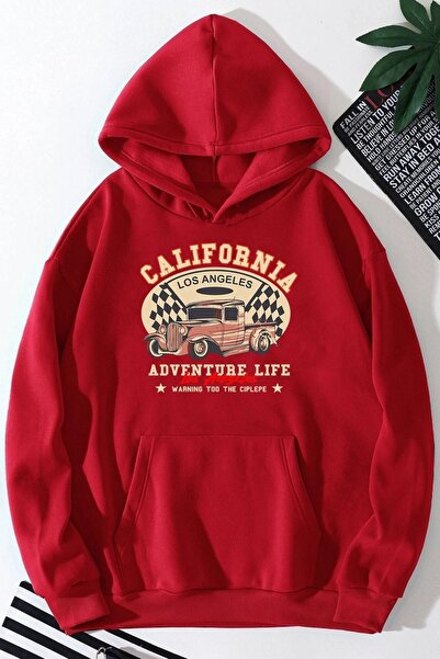 trendypassion سويت شيرت بغطاء للرأس مطبوع عليه كاليفورنيا للجنسين