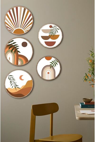 kutuTR Notpa Dekorize Mdf 5 Parça Çerçeve Görünümlü Tablo Set 5001