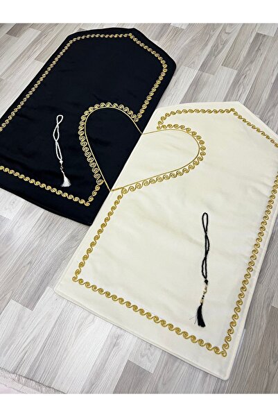 AYHANHOME Kalpli Seccade Eşli Çift Seccade Tesbihli Gelin Damat Bohçası Hediyelik Çeyizlik