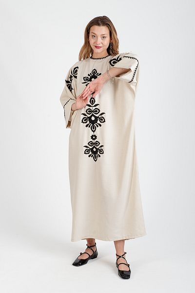 Hatun Atila Μακρύ φόρεμα με κροσέ και κεντημένο Süzene Plus Size - 5091 - B