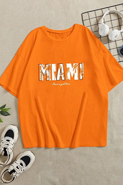 trendypassion Tricou oversize unisex cu imprimeu Miami