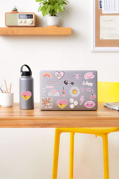 AR Sticker - Set de 5 autocolante roz Vsco pentru laptop, notebook și tabletă