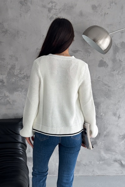 FEMELLE White Gold Buttoned Stripe Detailed Knitwear Cardigan - Women's, Standard Size