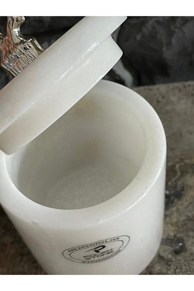Polen Stone White Marble with Silver Coral Accessories - Spice Rack/cotton