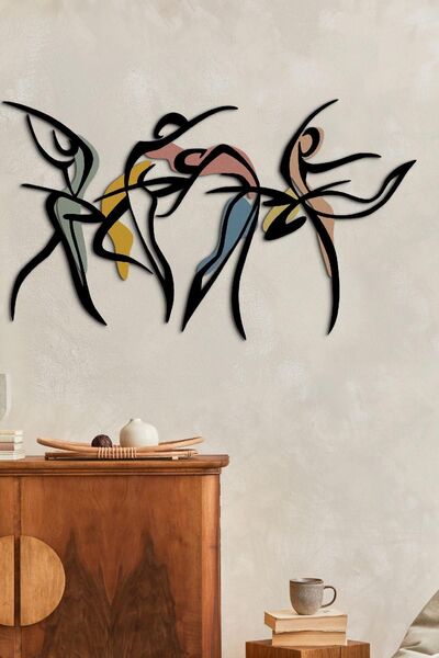 Doreline DoreArt Dance Ahşap Detaylı Metal Duvar Tablosu, Ev Ofis Duvar Panosu