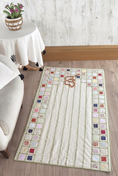 ÖDEL HOME Naturel Yamalı Işlemeli Seccade