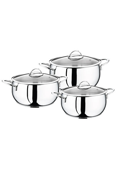 OMS 1117 - 6 Parça, 1. Sınıf Paslanmaz Çelik, İndüksiyon Uyumlu Tencere Seti,...