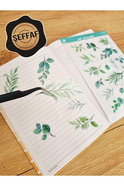 AR Sticker - Set de autocolante transparente pentru laptop, notebook, tabletă, cu tematică florală și frunze