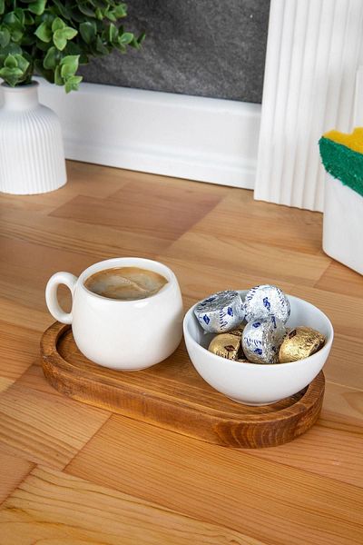 Doreline 2 Pieces Wooden Oil Pot Base, Snack Bowl - Coffee Pot - Soap Dish Presentation Stand Multi-Purpose Presentation Holder