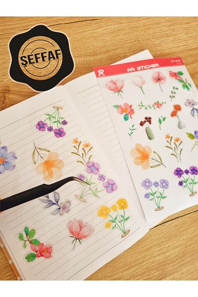 AR Sticker - Set de autocolante transparente pentru laptop, notebook, tabletă, cu tematică florală și frunze
