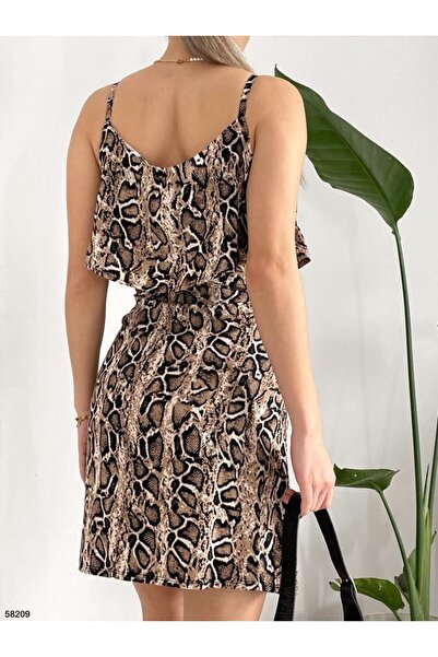 REELMODA Βαμβακερό μίνι φόρεμα βισκόζης - Καλοκαίρι με λεπτές τιράντες, μοτίβο, φουντωτό