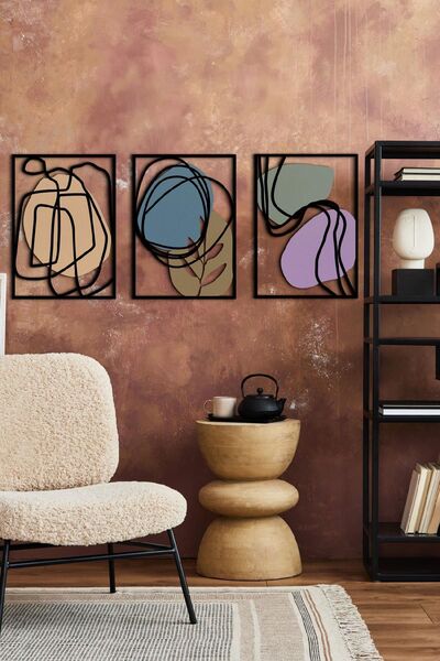 Doreline DoreArt Wheat Ahşap Detaylı Metal Duvar Tablosu, Ev Ofis Duvar Panosu