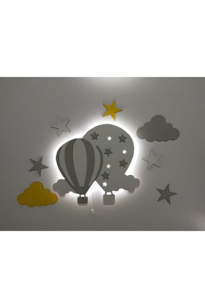 fabrikahşap Çocuk Odası Dekoratif Ahşap Kapadokya Balon Gece Lambası Ledli Ay...
