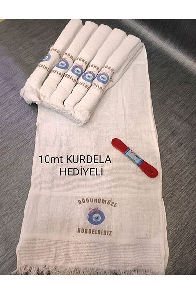 yörük tuhafiye Wedding Towel, Car Towel, Convoy Towel, 12 Pack with Ribbon Gift, Evil Eye Bead1