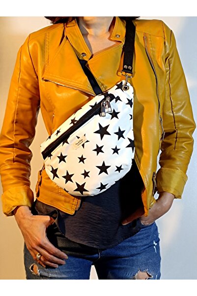 minart design Siyah Yıldızlı Çapraz Kullanıma Uygun Sling Bag Bel Çantası