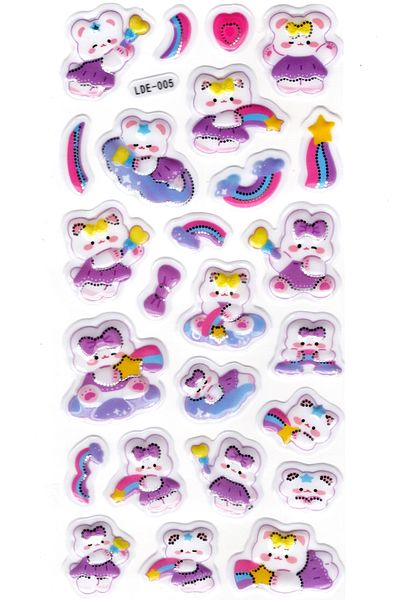 Limmy Αυτοκόλλητο 19x9cm Rabbit Purple Star ανάγλυφο αυτοκόλλητο σημειωματάριο Planner - Lde005