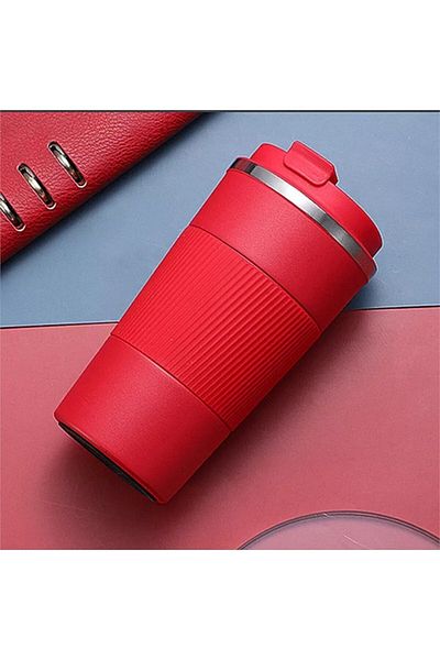 SEDEF SİLVER 304 Stainless Steel 500 Ml Non-Slip Rubberized Thermos Cup Mug Vehicle Coffee Tea Thermos 549