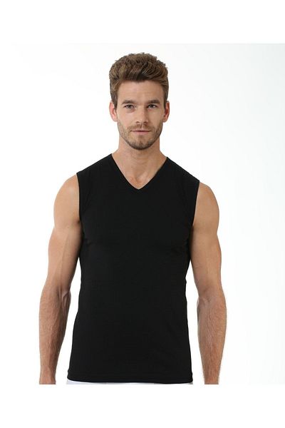 Öztaş 3 Pieces Men's 100% Cotton Sleeveless V-Neck Combed Cotton Undershirt