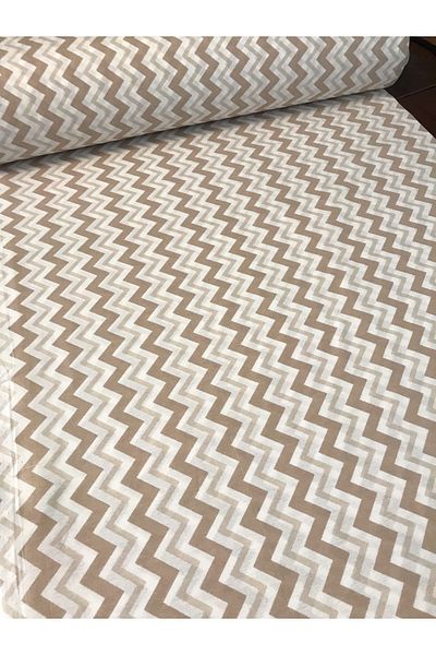 Bebek Özel Cotton Fabric Brown Zigzag Patterned 240 Cm Width