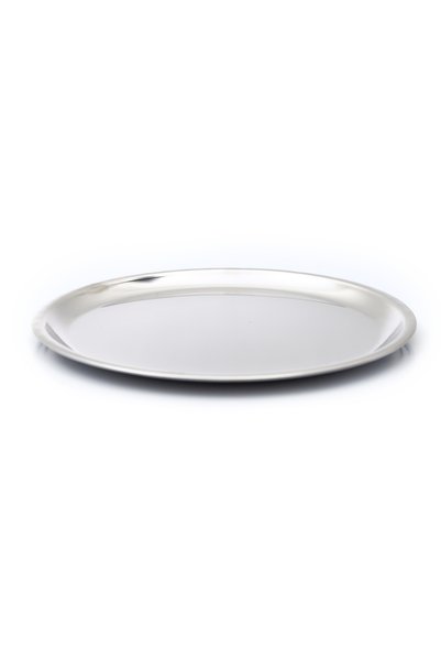 BAYDURSAN Stainless Steel Flat, Serving Plate Thick Polished Steel 22 cm (No.5) Pack of 6