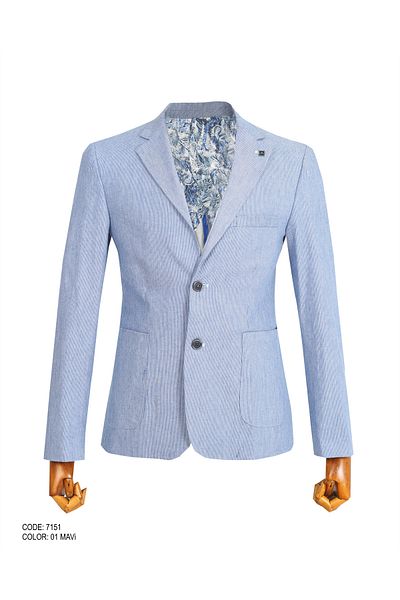 ACTUAL Blue Slim Fit Single Jacket - 7151-R1