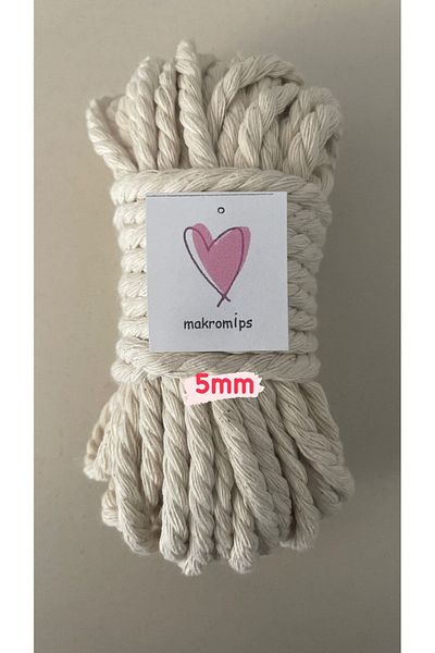 Makromİps Σχοινί Μακραμέ 5mm-10 μέτρα Βαμβακερό σχοινί Στριφτό Πλεκτό Σχοινί Χόμπι