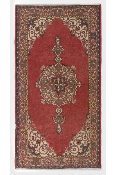 Tekin 120x223 cm Eski Türk Halısı, Ev ve Ofis için Geleneksel El Yapımı Yün Halı