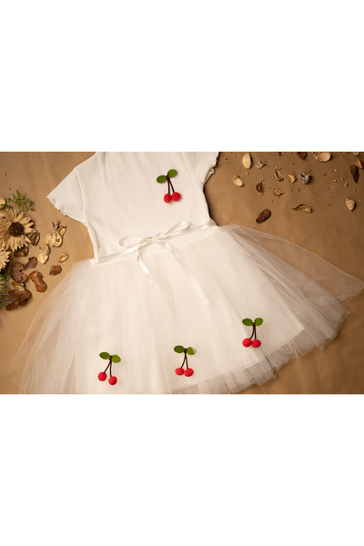 nc gift فستان توتو الكرز للفتيات