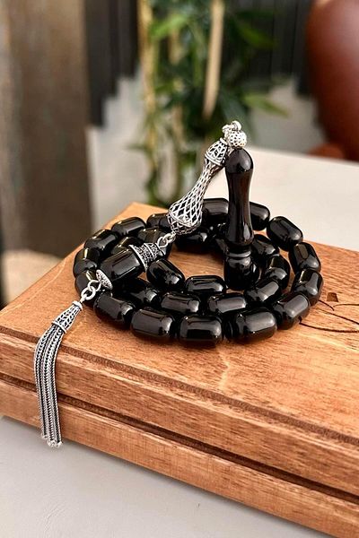 dergah tesbih Erzurum Oltu Stone Rosary - Large Size Capsule Model, 9x12 mm
