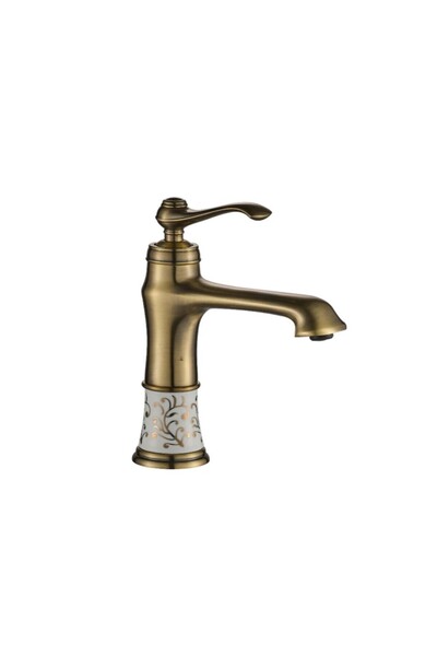 Victoria Porselen Desenli Antik Lavabo Bataryası