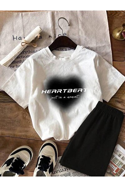 NoVibe Комплект детска тениска и шорти с принт Heartbery - 100% памук