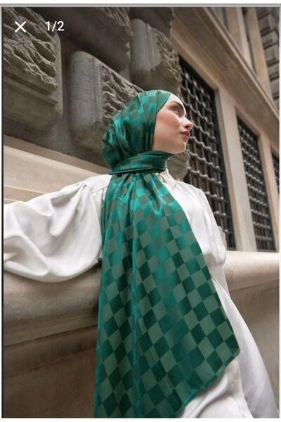 Nilbutik șal jacquard din bumbac cu model șah