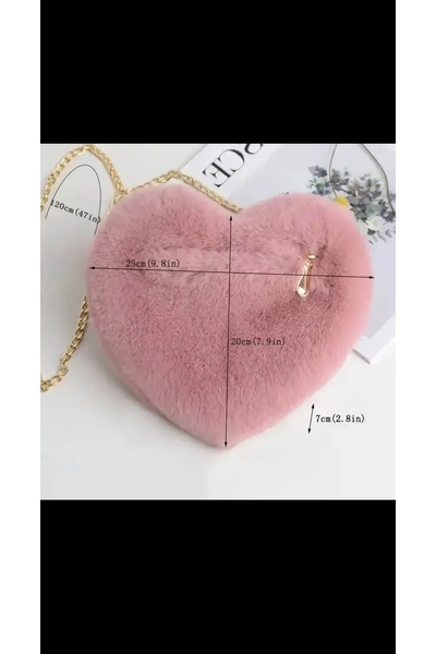 çantacımm Özel gün hediye Kalpli peluş çanta