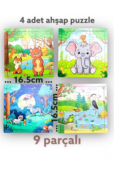 Kiri Ahşap Puzzle 4 Lü Puzzle 9 Parçalı