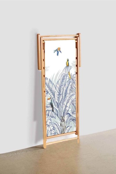 Adawall Renkli Kuş Detaylı Katlanabilir Şezlong
