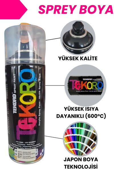 TEKORO PROFESYONEL Yüksek Isıya Dayanıklı Sprey Boya 400 ml 600 C°