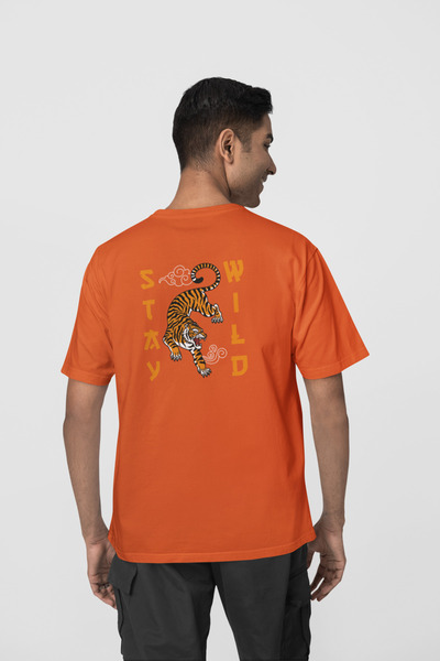 Harmandar Stay Wild Unisex White Oversize T-Shirt - 100% Cotton, Comfortable Fit