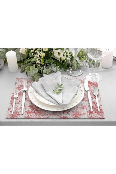 Adawall Red Garden Fabric American Service Set of 4 35x50cm