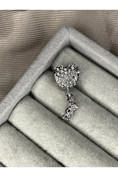 asaf Ayıcık sallantılı beyaz kalp balon charm < gümüş kaplama