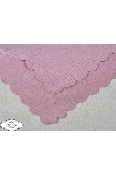 POYRAZ Shiny Patterned Chenille Pink Double Sided Sofa Sofa Bed Cover Shawl