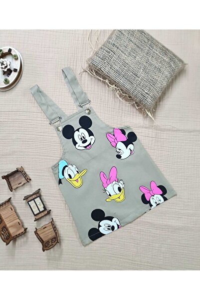 minitrends فستان بناتي من قماش الجبردين المطبوع