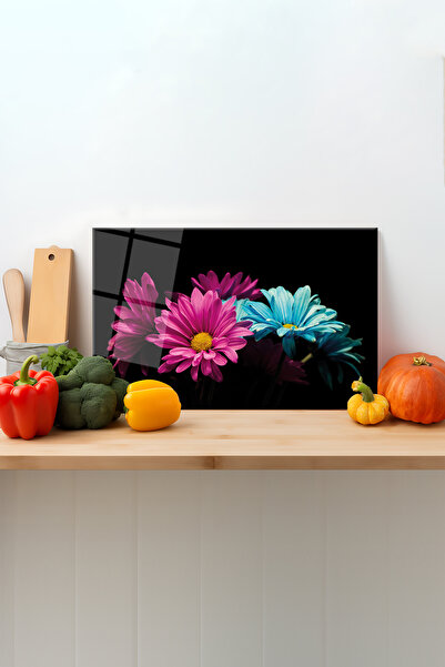 Rosyvien Colorful Floral Pattern Glass Cutting Board - Silicone Legs, Present...