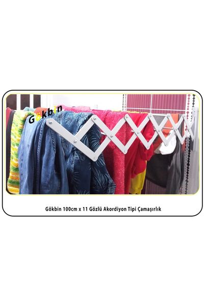 Gökbin Alüminyum Akordiyon Çamaşırlık Kurutma Askısı 100x11gözlü 100cm Paslanmaz