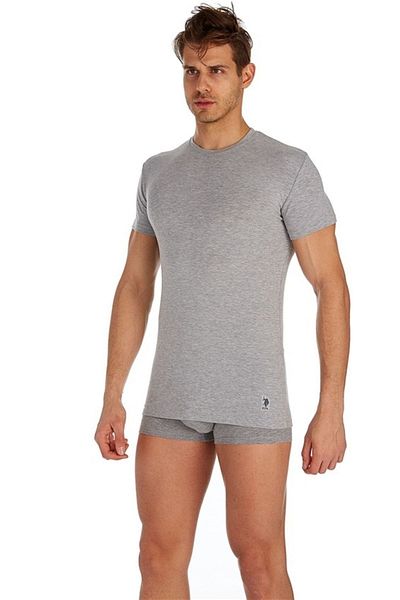 U.S. Polo Assn. Men's Gray Melange 2-Piece Round Collar Undershirt