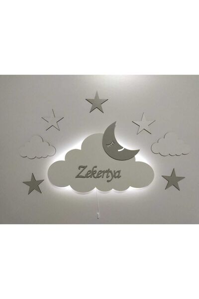 fabrikahşap Çocuk Odası Dekoratif Ahşap Işıklı Bulut Gece Lambası Ledli Aydın...